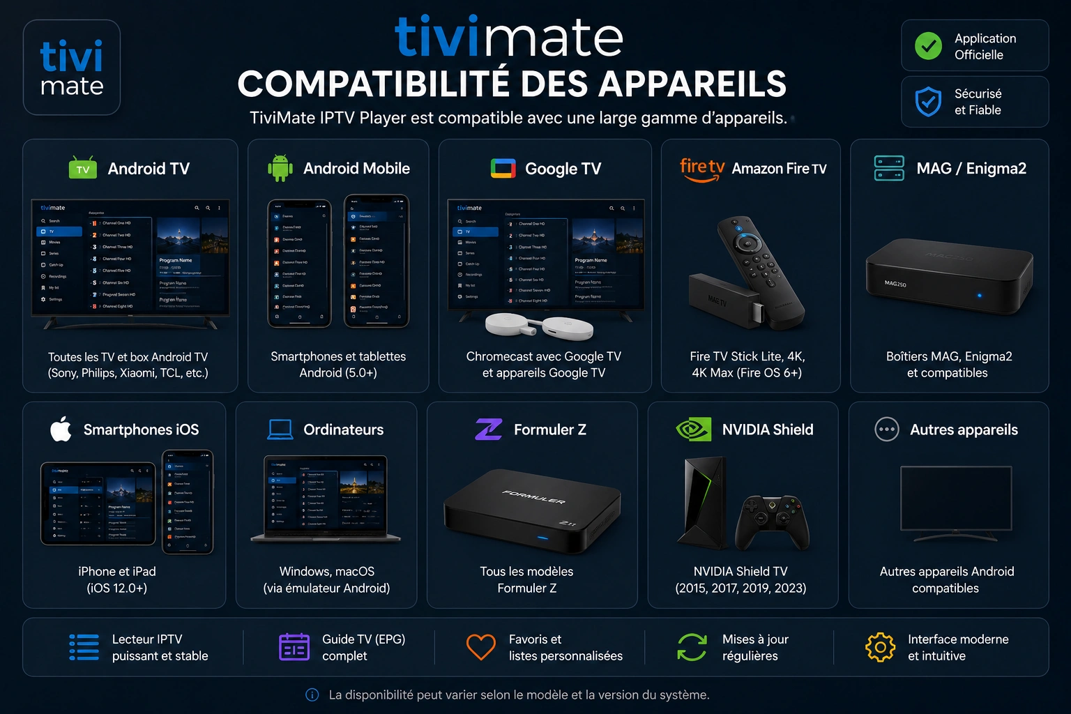 Compatibilité de TiviMate avec Android TV et Fire Stick, absence sur iOS et Windows