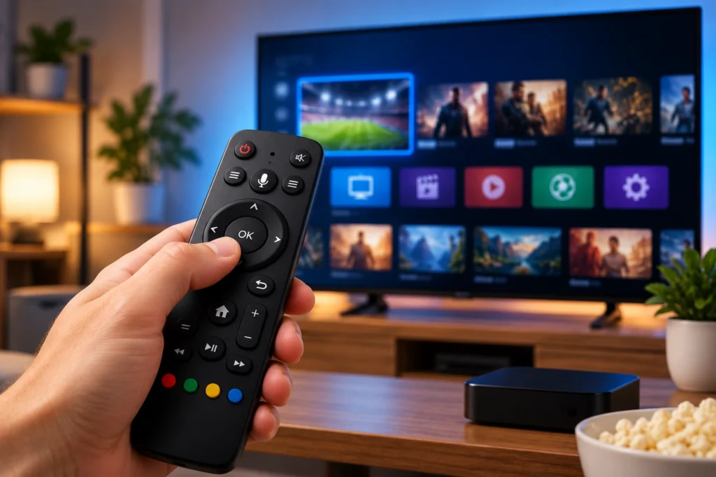 télécommande IPTV avec Smart TV et box de streaming